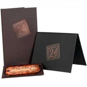 Custom copper tip-in menu covers