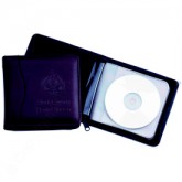 Leather Zippered Media Case CD Holder with Imprint