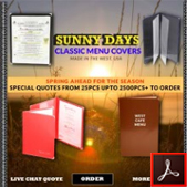 200 Sunny Days Classic Menu Covers Thumbnail