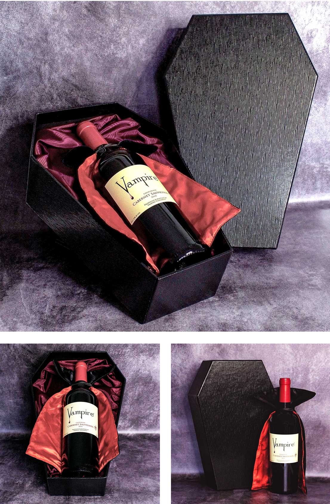 Order Custom Coffin Bottle Boxes with your Red or Gold Foil Imprint